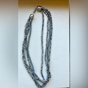 Silver beads necklace - 3 layer beads